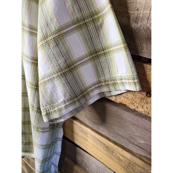 Carhartt Mens Button Up Short Sleeve Green Plaid Shirt Casual Work XL Cotton - Picture 6 of 9